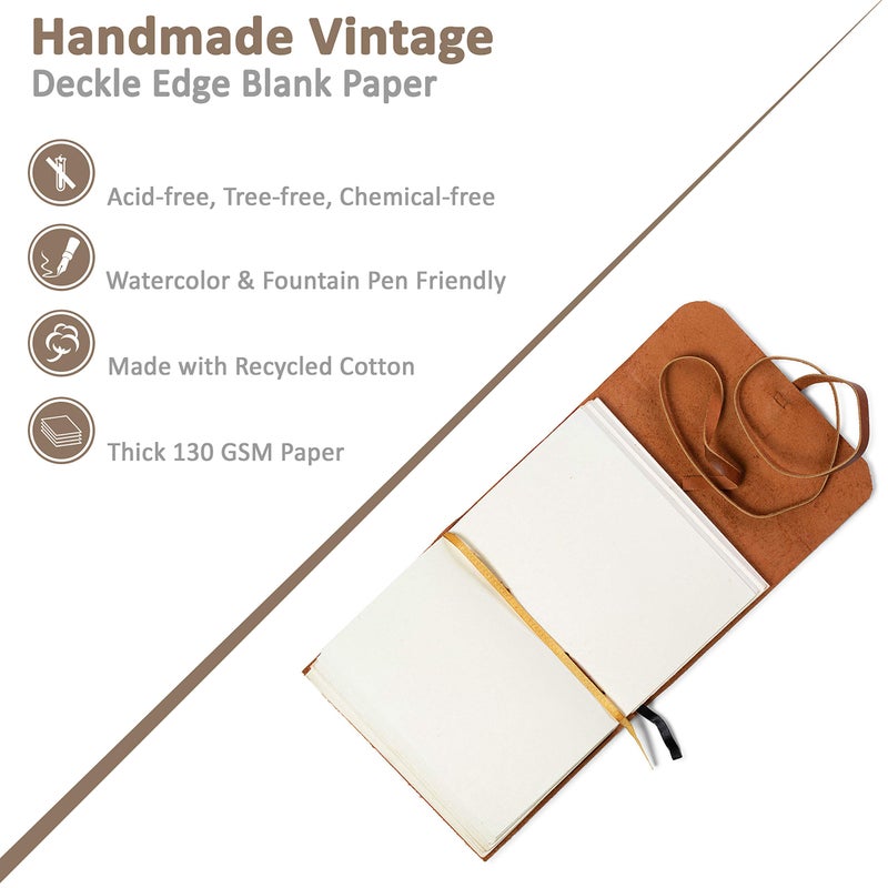 Wanderings Leather Bound Journal with White Paper , 7"x5", 240 Pages â€“ Handmade Genuine Leather Notebook with Blank Pages â€“ Travel Notebook Writing, Drawing, as Sketchbook, Gift for Writers, Women and Men - Image 4